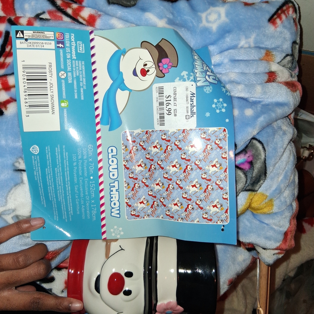 Snowman Cloud Throw Blanket And Matching Mug